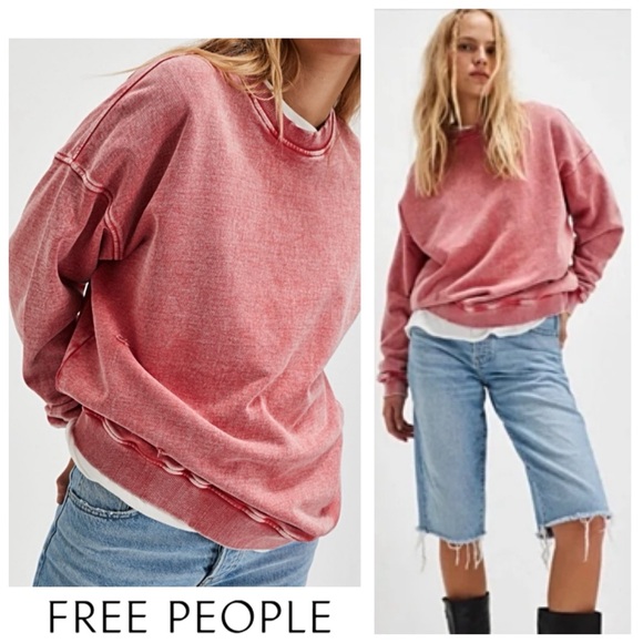 Free People Tops - ♥️Slouchy/Distressed FREE PEOPLE Falling Forward Oversized Sweatshirt Nwts-$90